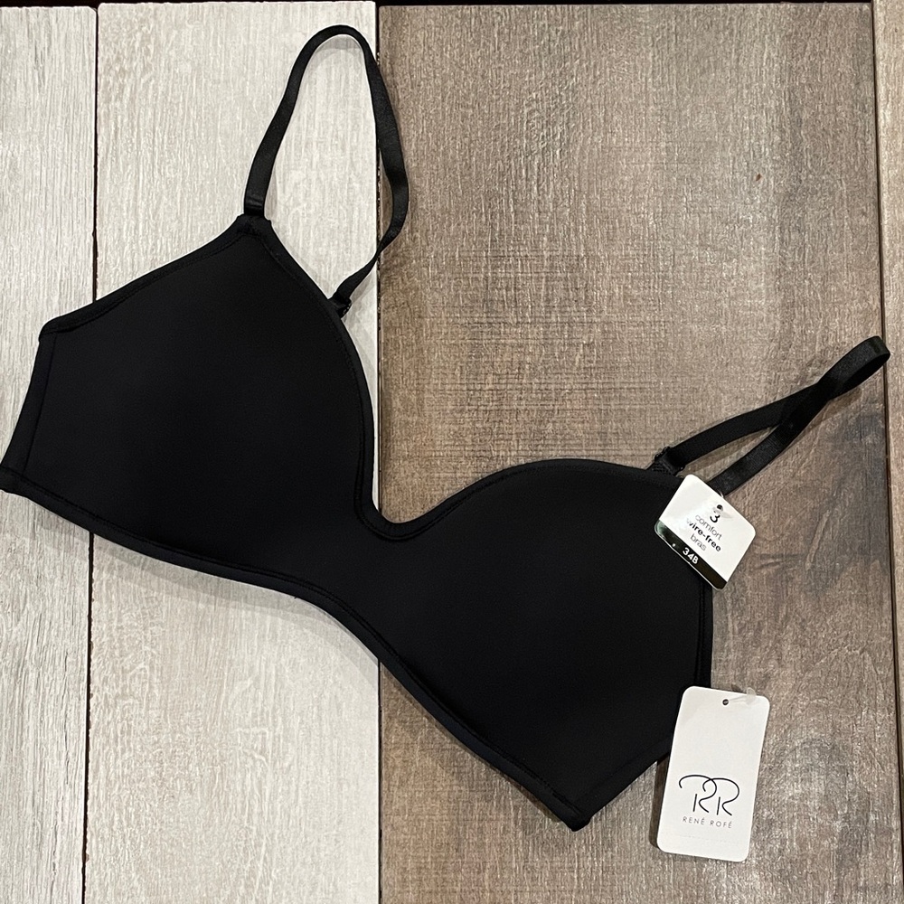 RENE ROFE’ Elegant Black Padded Bra Sz 34B